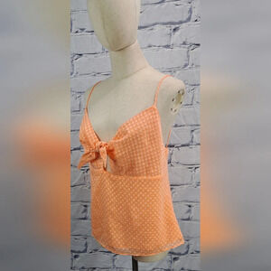 NWT Alice + Olivia Spaghetti Strap Tank Top with Tie Camisole Light Peach Large